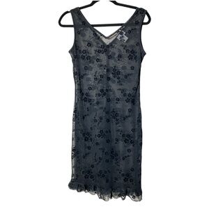 Dress Slip Sheer Mesh floral sparkly ruffle hem Romantic goth feminine vintage